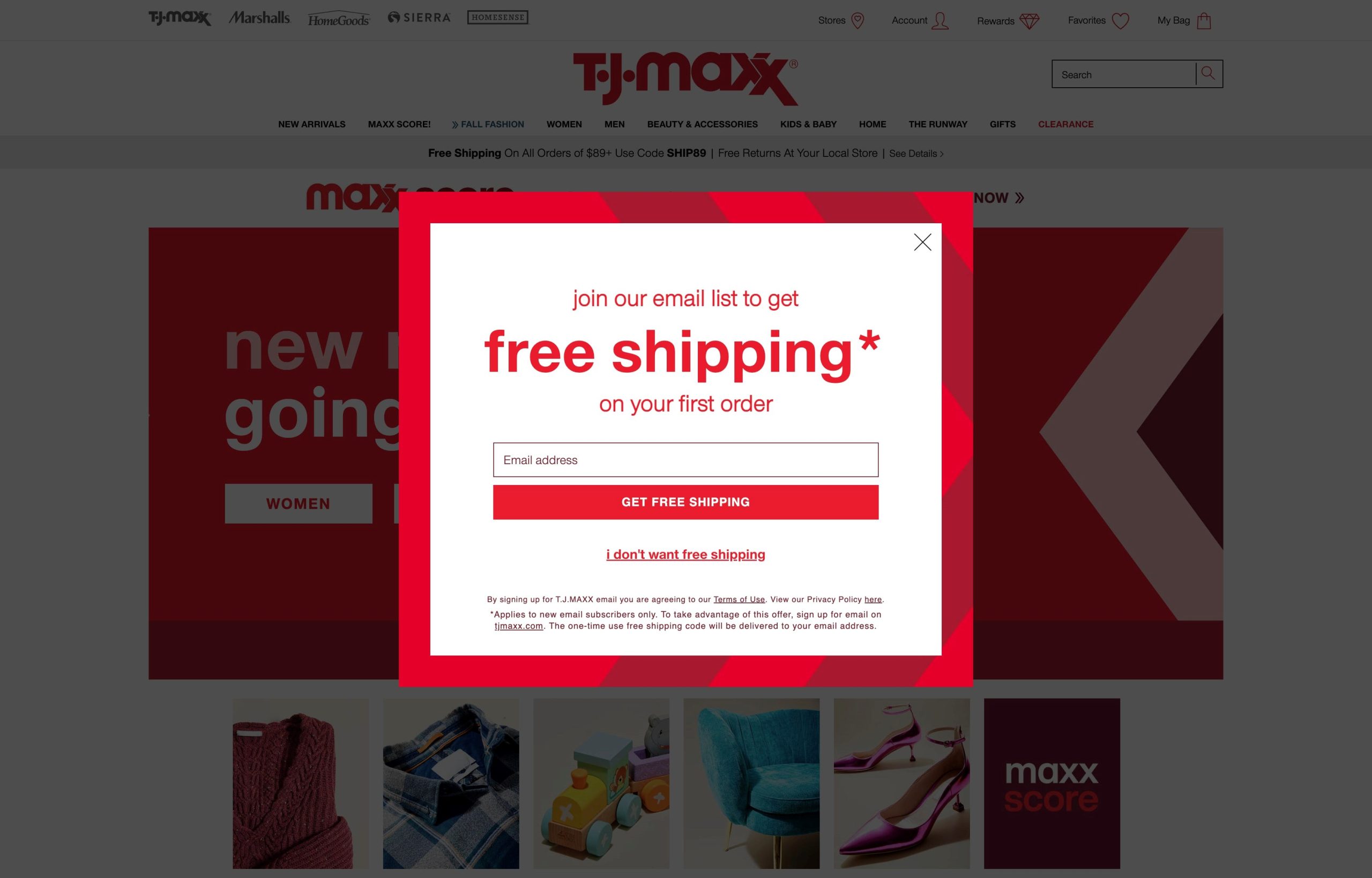 Tjmaxx Free Shipping Code